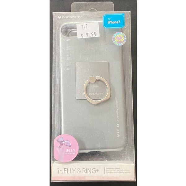 I-Jelly Metalized Case with ring for iPhone 7 - Grey