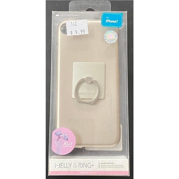 I-Jelly Metalized Case with ring for iPhone 7 - Gold