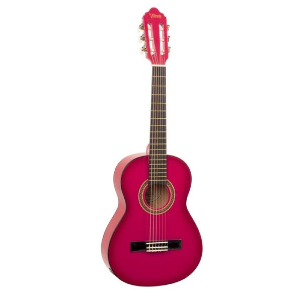 Valencia VC102Pks 1/2 Size Beginner Nylon String Classical Guitar - Pink Sunburst