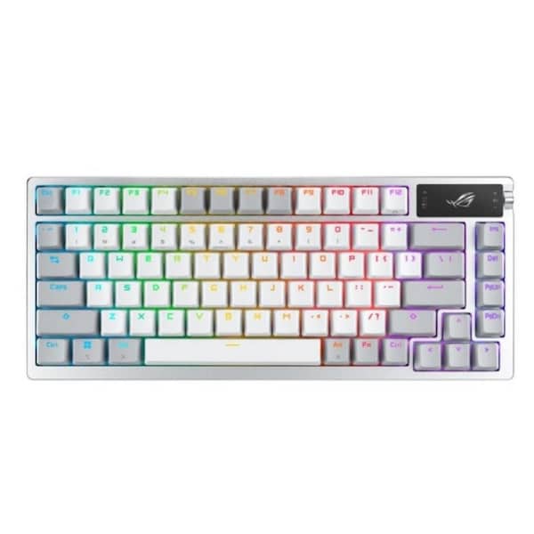 [ROG AZOTH/PBT/WHT (Snow Switch)] Asus ROG AZOTH/PBT/WHT Snow Switch Gaming Keyboard, OLED Display, NX Snow