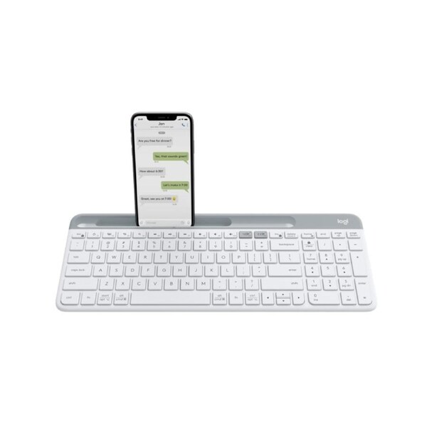 [920-009211] Logitech K580 Multi-Device Slim Wireless Keyboard with Cradle for Device, White