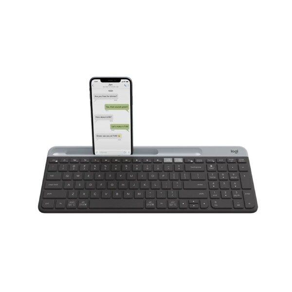 [920-009210] Logitech K580 Multi-Device Slim Wireless Keyboard with Cradle for Device, Graphite