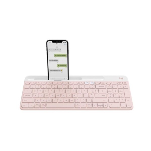 Logitech K580 Multi-Device Slim Wireless Keyboard with Cradle for Device, Rose [920-011329]