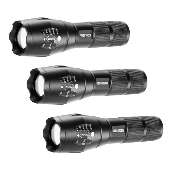 Tough Torch Water Resistant LED Flashlights With 5 Modes Value Pack