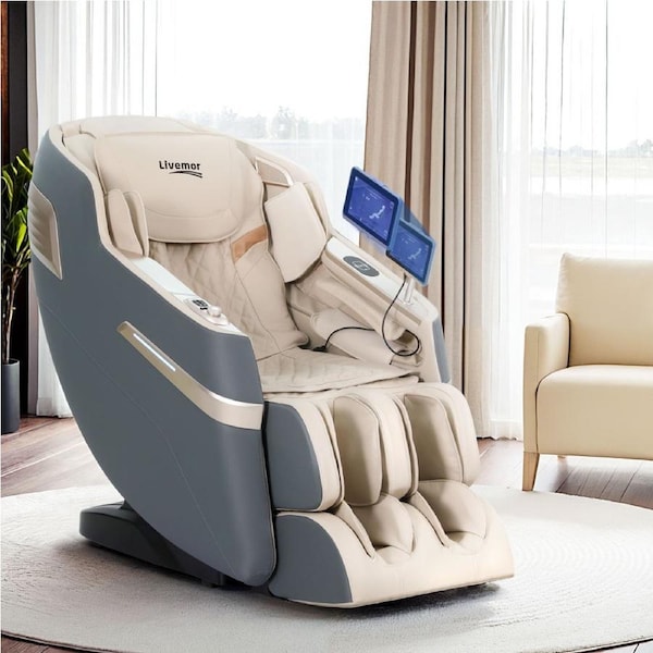 Livemor 4D Massage Chair Electric Recliner Home Massager Gray Sina