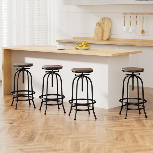 Artiss 4x Bar Stools Kitchen Dining Chairs Adjustable Wooden Vintage Stool