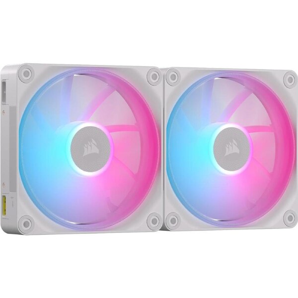 Corsair LX140 White, Dual -iCUE LINK LX140 RGB 140mm PWM Fans Starter Kit