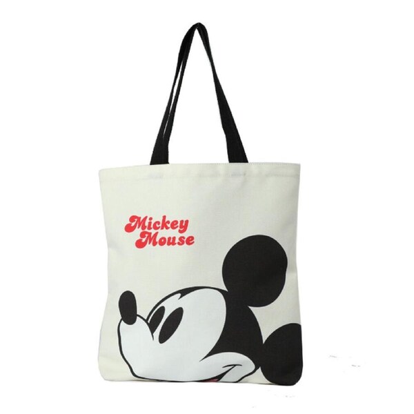 Disney Mickey Mouse Canvas Shopper Women's Tote Shopping Bag Black/White