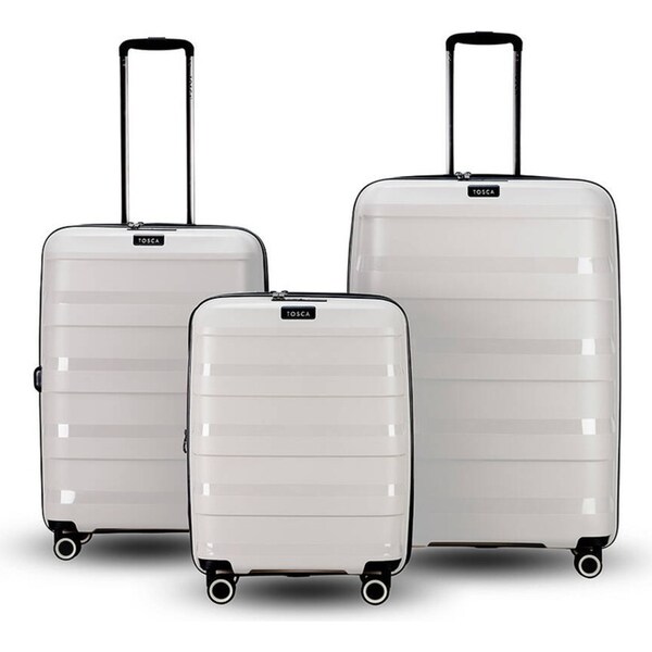 3pc Tosca Comet PP Suitcase Hard Case Travel Trolley Luggage Set Cobbles