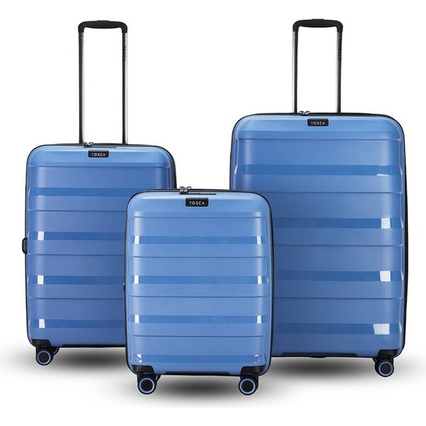 3pc Tosca Comet PP Suitcase Checked/Carry Trolley Luggage Set Infinity Blue
