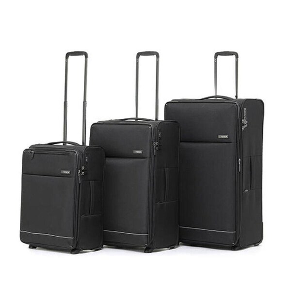 3pc Tosca So-Lite 2-Wheel Suitcase Checked/Carry On Trolley Luggage Set BLK