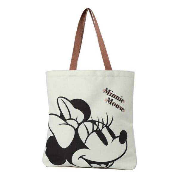 Disney Minnie Mouse Women's Canvas Shopper Handbag/Shoulderbag 35x40cm White