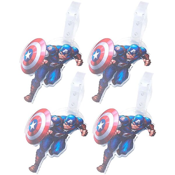 4x Marvel Luggage Tag Identity Name/Address Label Bag Badge Captain America