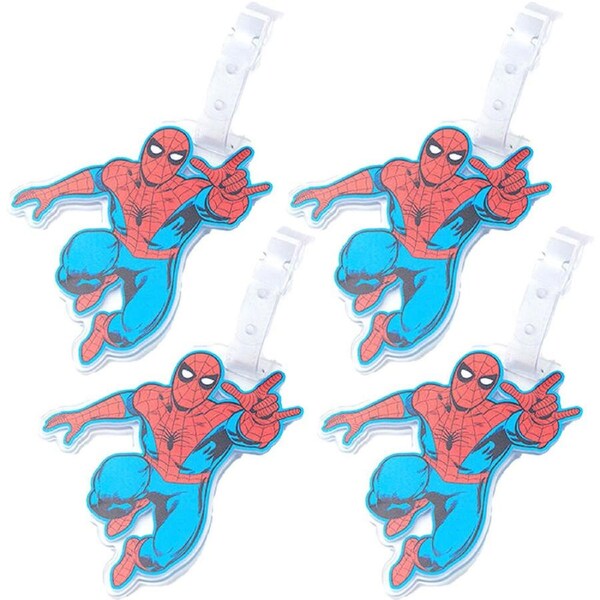 4x Marvel Luggage Tag Suitcase Identity Name/Address Label Bag Badge Spiderman
