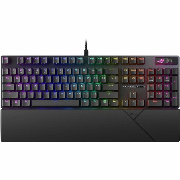 ASUS ROG Strix Scope II NX gaming keyboard with pre-lubed ROG NX SNOW switches sound-dampening foam UV-coated ABS keycaps streaming hotkeys controls