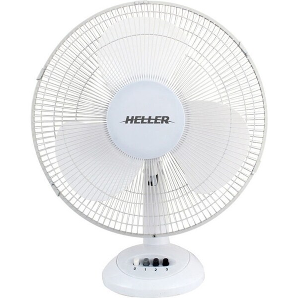 Heller HHDF30SG Table/Desk Fan 40W Tilt Adjustable Head Air Cooler 30cm WHT