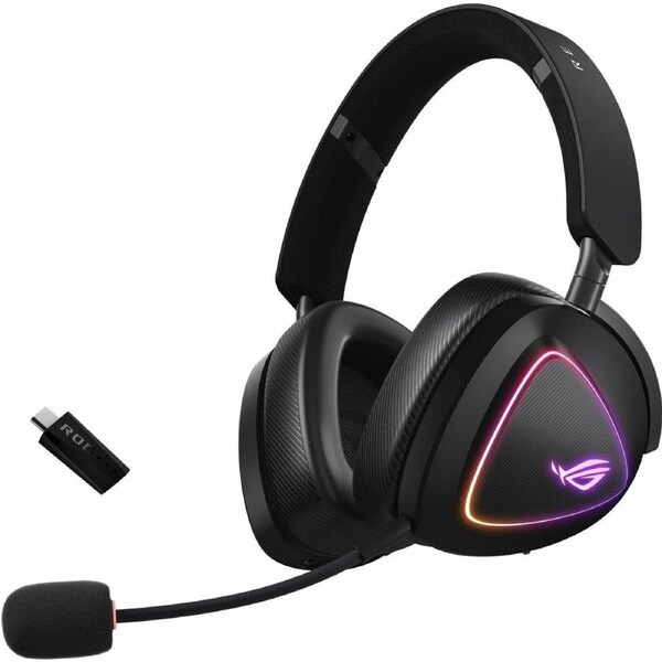 Asus ROG Delta II Wired/Wireless On-ear, Over-the-head Stereo Gaming Headset - Black - Binaural - Bluetooth - 32 Ohm - 20 Hz to 20 kHz - 200 cm Cable