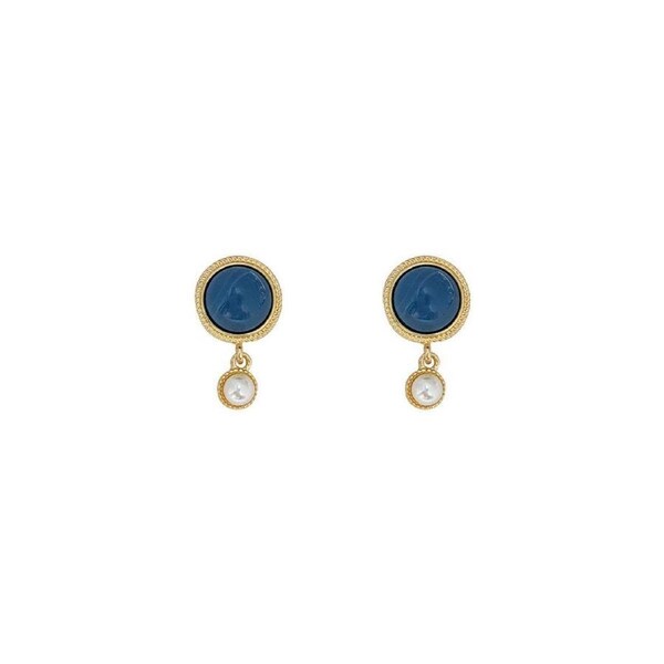 Retro Blue Oil Drop Earrings Fashion Needle Jewellery Elegant Niche Style