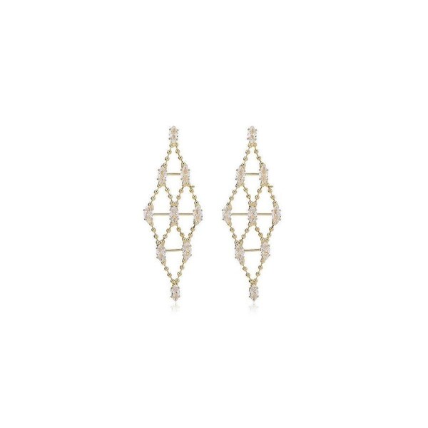 Luxury Diamond-shaped Geometric Hollow Stud Earrings Women Fashion Jewelry