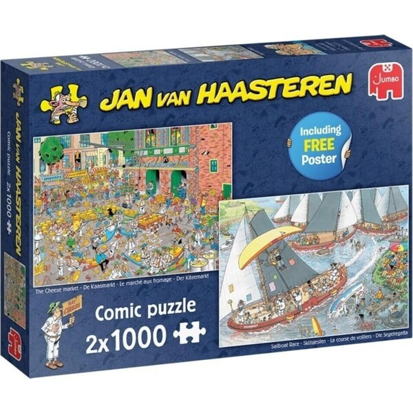 Jan Van Haasteren The Cheese Market + The Sailing Regatta 2 x 1000 pc Jigsaw Puzzles