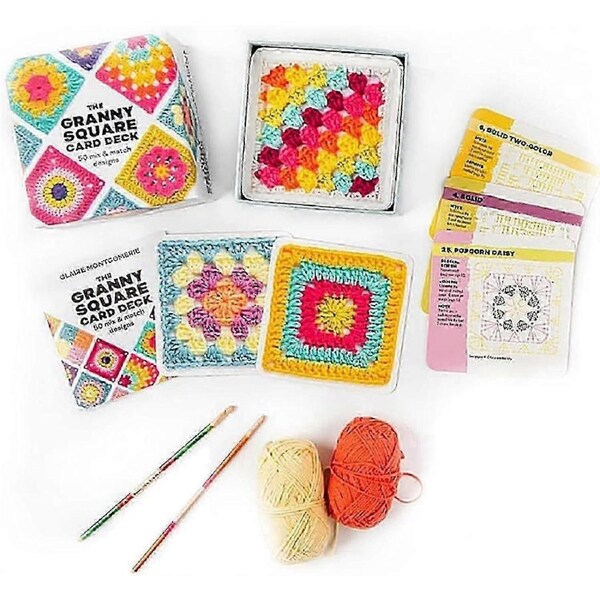 The Granny Square Card Deck, 50 Mix & Match Designs Cards, Knitting Kit for Adults, Granny Square Card Deck Crochet