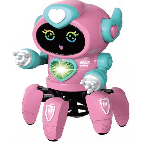 Catzon Smart Six-jaw Robot for Kids Space Dancing with Music Light Projection-Pink