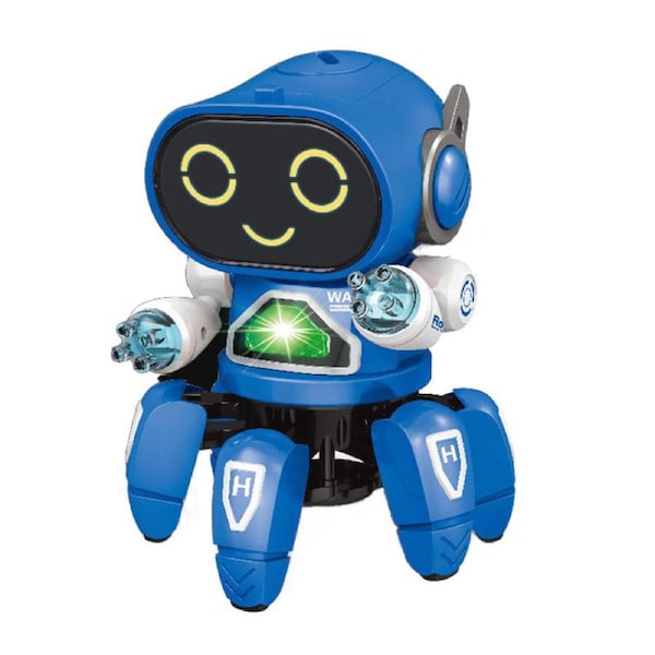 Catzon Smart Six-jaw Robot for Kids Space Dancing with Music Light Projection-Blue