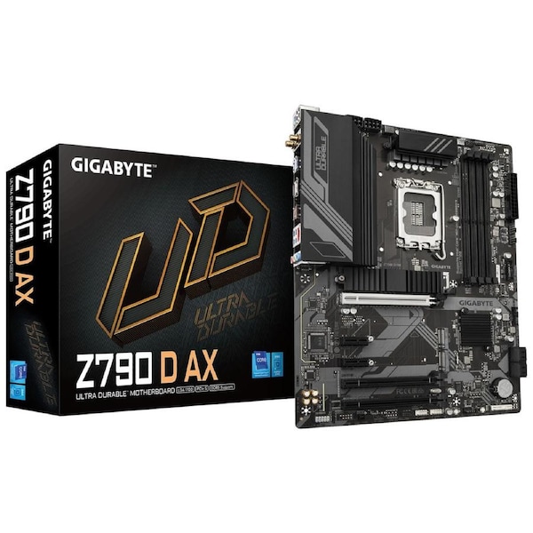 Gigabyte Z790 D AX Intel LGA 1700 ATX Motherboard, 4x DDR5 ~192GB, 2x PCI-E x16, 3x M.2, 6x SATA, 6x USB 3.2, 2x USB-C,2x USB 2.0