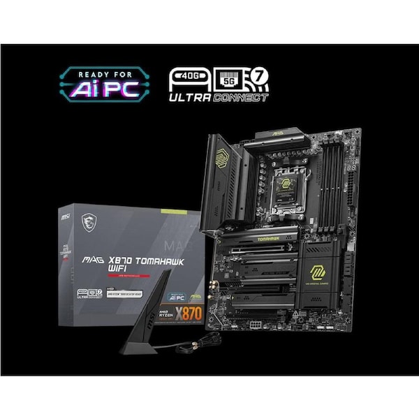 MSI MAG X870 TOMAHAWK WIFI, AMD AM5 ATX Motherboard 4x DDR5~256GB, 3x PCIe x16, 4x M.2, 5x USB 3.2, 4x USB2.0, 3x USB-C