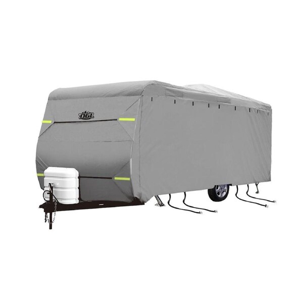 14 to 16ft Caravan Cover Travel Campervan Trailer Accessories 4 Layer Water UV Proof Heavy Duty Polypropylene Protector with Storage Bag Hitch Cover