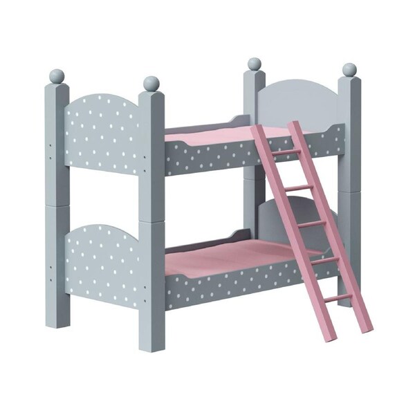 Olivia’s Little World Polka Dot Princess 18 Inch Doll Convertible Bunk Bed, Grey