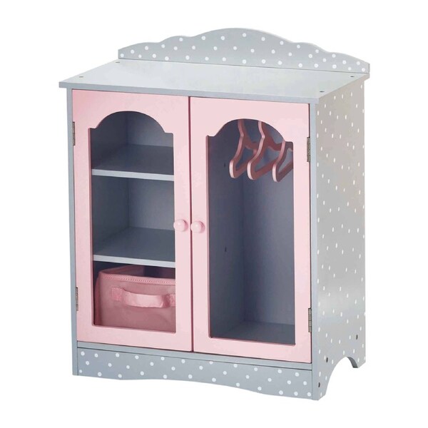 Olivia’s Little World Polka Dot Princess 18 Inch Doll Closet with Hangers, Grey