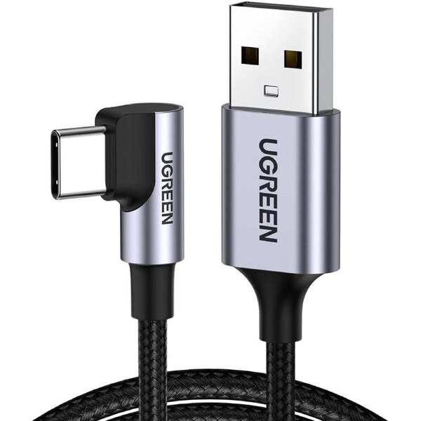 UGREEN USB C Cable Right Angle 90 Degree USB A to Type C Fast Charger L Shape Cord Compatible with iPhone 16 Pro Max/15, Galaxy S24 S23 S22 S21, LG V50, iPad Mini 6 Air 4, GoPro Hero 8, Switch, 0.5M