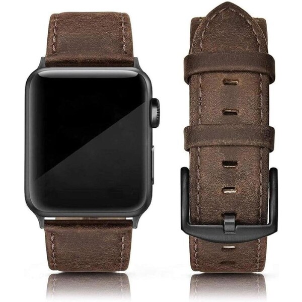 EDIMENS Leather Bands Compatible with Apple Watch 42mm 44mm 45mm Band Men Women,Vintage Genuine Leather Wristband Replacement Band Compatible for Apple iwatch Series 8 7 6 5 4 3 2 1 SE Sports Edition
