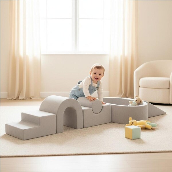 BoPeep 6-Piece Foam Play Set for Toddlers Indoor Climbing Blocks & Soft Toys