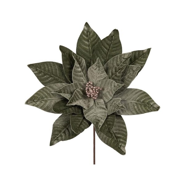 Sage Green Poinsettia Christmas Tree Pick 50cm