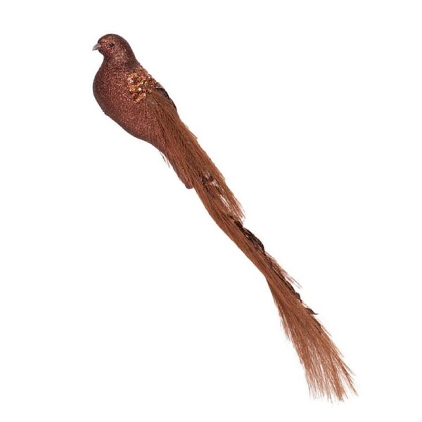 Copper Bird Christmas Tree Clip with Feathered Tail 42cm
