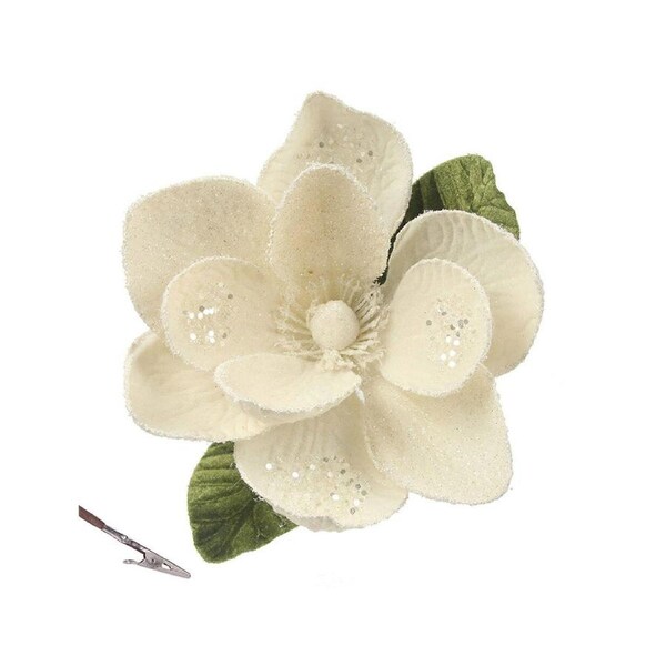 Ivory Magnolia Christmas Tree Clip Ornament 24cm