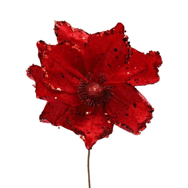 Red Flower Christmas Pick