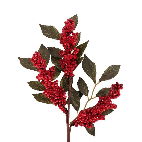Mini Berry Leaf Christmas Tree Pick 27cm