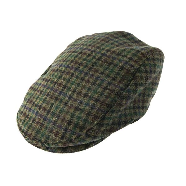 DENTS Abraham Moon Yorkshire Wool Dogtooth Flat Cap - Forest Medium