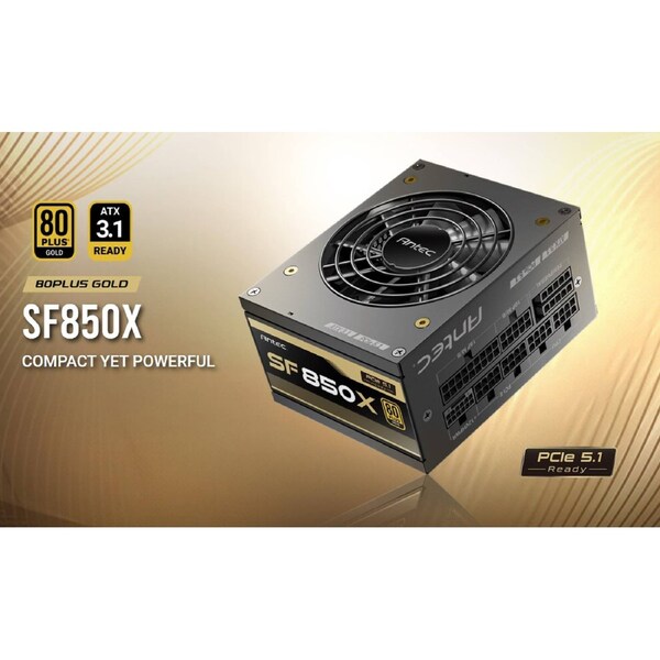 Antec SFX 850w 80+ Gold, Fully-Modular, ATX 3.1, PCI-E 5.1, 92mm Silent Fan