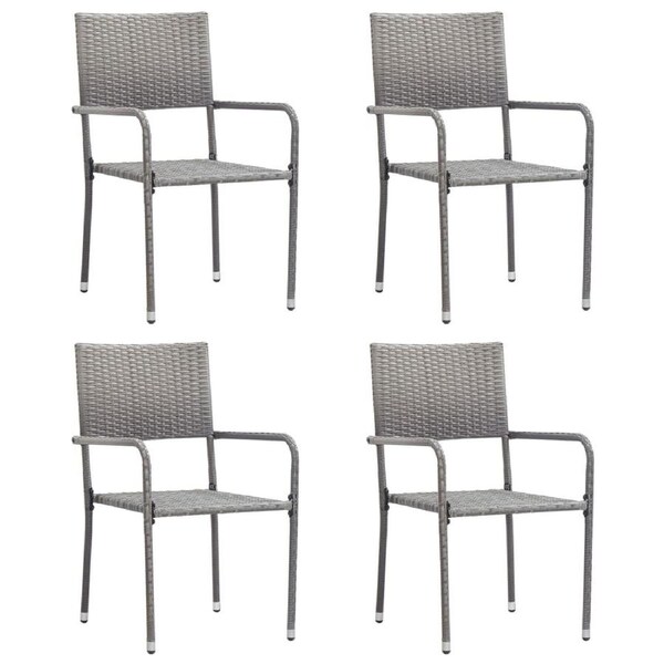 Garden Dining Chairs 4 pcs Stackable Grey Poly Rattan vidaXL