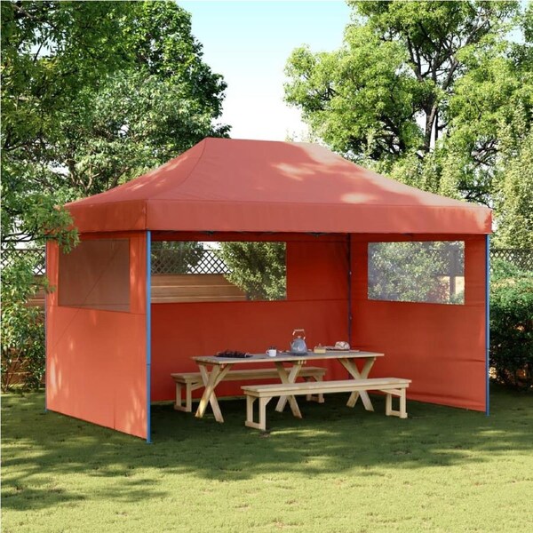 Foldable Party Tent Pop-Up with 3 Sidewalls Terracotta vidaXL