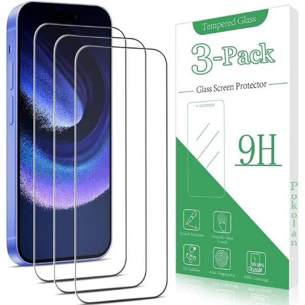 [3-Pack] Tempered Glass Screen Protector HD Clear For iPhone 15 / iPhone 15 Pro (6.1-inch)