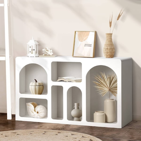 Oikiture Display Shelf Storage Stand Shelves Unit Bookcase Bookshelf Rack White
