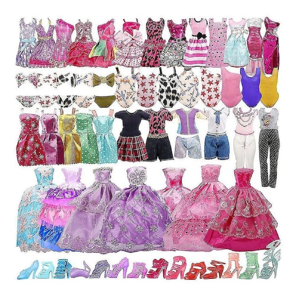 35pcs Barbie Doll Clothes Accessories Set Barbie Doll Dressup Dress Mini Fairy Collection Clothes Props Random Style For Girls Christmas Birthday Gift
