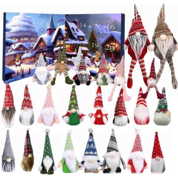 Christmas Gnome Advent Calendar 2024, 24 Plush Gnome Doll Christmas Countdown Calendar, Christmas Plush Gnome Toy Set For Adults & Kids