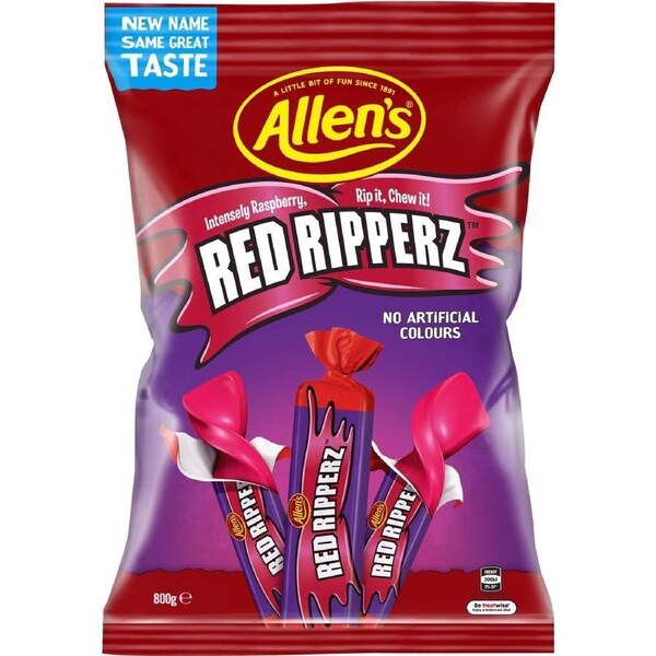 Allens Red Ripperz Redskins Raspberry Candy Bag 800g