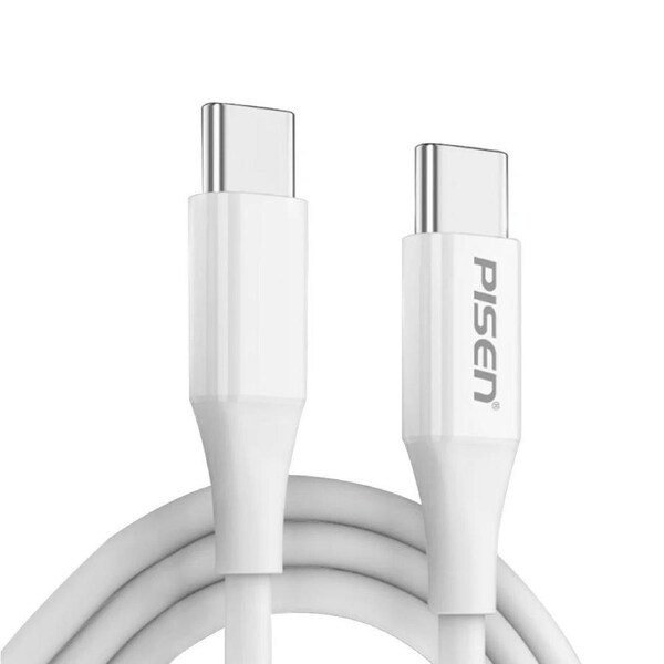 Pisen Mr White USB-C to USB-C PD 60W Cable (1M) - Support Both Fast Charging and Data Cable, SR Bend Resistant, High Efficiency, Reversible